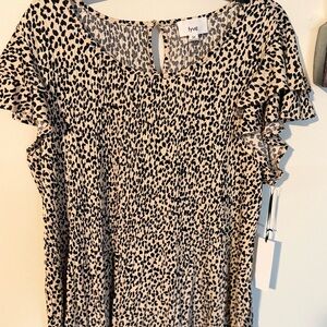 Fyne Leopard Print Ruffle Sleeve Blouse